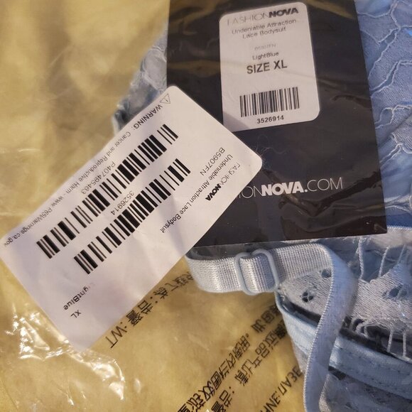 Fashion Nova | Undeniable Attraction Lace Bodysuit | Light Blue | Size XL | NWT - Picture 10 of 12